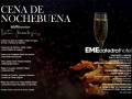 Cena de Nochebuena en el Santo Restaurante con menú completo y champán. Información de contacto: EMEcatedraHotel, reservas y más detalles en sus sitios web.