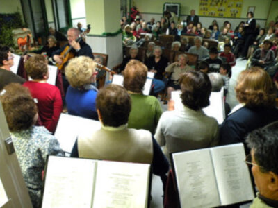 Santa Misa de Navidad, en la Residencia de Mayores, asistida, Virgen de las Angustias de Alcalá del Río.