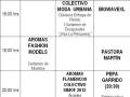 Este calendario muestra eventos culturales y musicales en diferentes tiempos del día. El miércoles 11 de abril, a las 18:00 horas, se celebra la Clausura del Premio I Certamen de Escaparates "¡Viva La Primavera!" con el Colectivo Moda Urbana. A las 19:00 horas, se realiza el Certamen de Modelos "Aromas Fashion Models". En la noche del mismo día, a las 20:00 horas, se presenta el Colectivo Flamenco Simof 2012 con Ángeles Verano, Nuevo Montecarlo, Rosalía Zahino y Luchi Cabrera. El jueves...