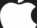 Logotipo blanco y negro de Apple, símbolo icónico de la marca.
