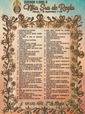 58 asociaciones y colectivos participarán el sábado en la ofrenda floral a la Virgen de Regla