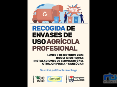 El próximo lunes 9 de octubre tendrá lugar en Chipiona una nueva recogida de envases de uso agrícola profesional