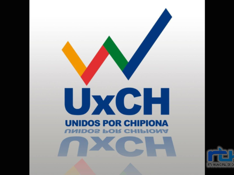 Logo de la RTV Municipal de Chipiona con el lema 'Unidos por Chipiona' y una flecha ascendente en colores.