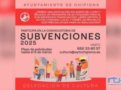 Mañana se abre el plazo solicitudes de subvenciones para asociaciones culturales, artistas y autores literarios chipioneros