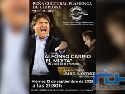 La peña José Mercé de Chipiona ofrece este viernes un recital de cante de Alfonso Carpio ‘El Mijita’