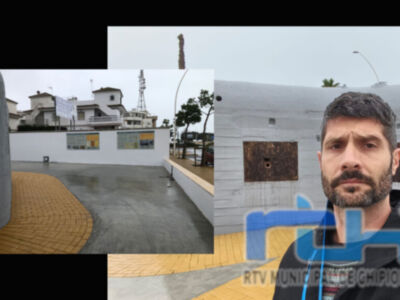 Tano Guzmán valora la marcha de la restauración del ‘fortín’ de avenida Adolfo Suárez donde se han colocado paneles informativos