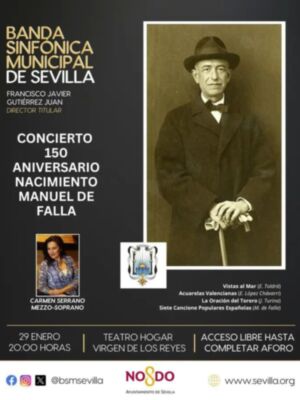 El jueves 29 concierto homenaje a Falla 