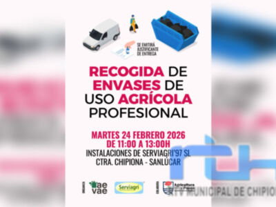 Anuncian una nueva recogida de envases de uso agrícola profesional en Chipiona para el 24 de febrero