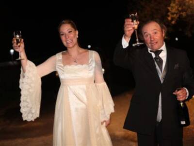 Rocío Carrasco con Fidel Albiac, espectacular en la boda de su prima Rosario