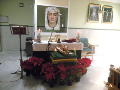 Santa Misa de Navidad, en la Residencia de Mayores, asistida, Virgen de las Angustias de Alcalá del Río.
