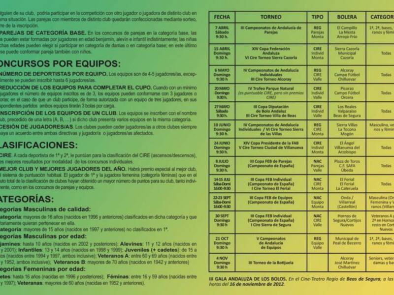 Todo a punto para iniciar el programa deportivo de bolo andaluz 2012