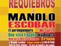 Un cartel con letras en español sobre un fondo de colores amarillo y rojo, con el título 'Requierebros a Manolo Escobar'.