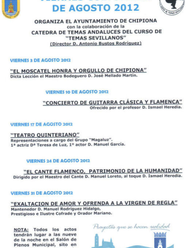 Mellado Martín abrirá el ciclo de conferencias Viernes Culturales(Chipiona)