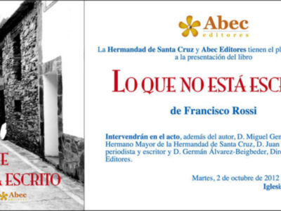 El círculo no está cerrado definitivamente.presentacion nuevo libro de Francisco Rossi Escalona el 2 de octubre