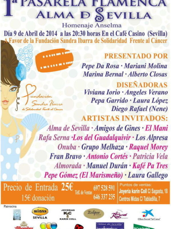 Anselma homenajeada en la I Pasarela Flamenca Alma de Sevilla por la Fundación Sandra Ibarra