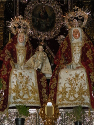 Sevilla.Altar efímero de los cultos de novena a la Señá Santa Ana de la Real Parroquia de Triana