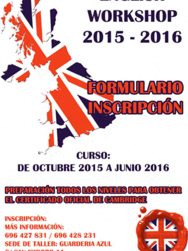 Inscripciones para el curso de inglés de la Guardería Azul en San Isidoro, desde octubre 2015 hasta junio 2016, con preparación para obtener el certificado oficial de Cambridge.