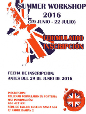 Del 29 de Junio al 22 de Julio se realizará el taller de inglés en el Colegio Santa Ana de Sevilla.