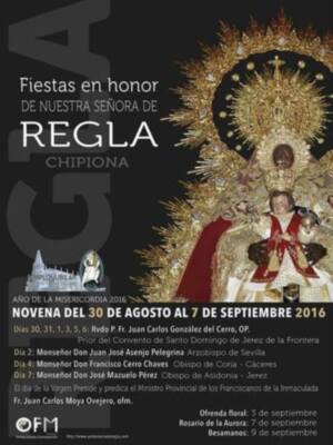 La Comunidad Franciscana hace público el programa de actos religiosos de las fiestas de la Virgen de Regla.