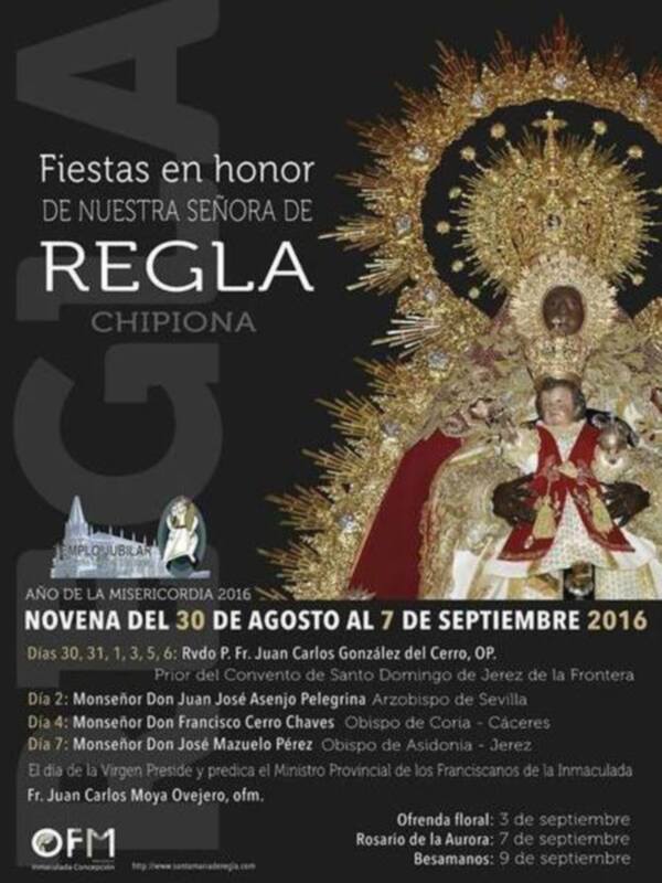 La Comunidad Franciscana hace público el programa de actos religiosos de las fiestas de la Virgen de Regla.