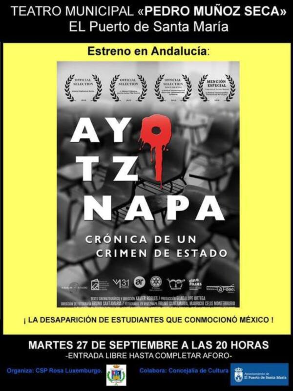 Anuncian la proyección de «AYOTZINAPA» en El Puerto de Santa María  el martes 27 de septiembre