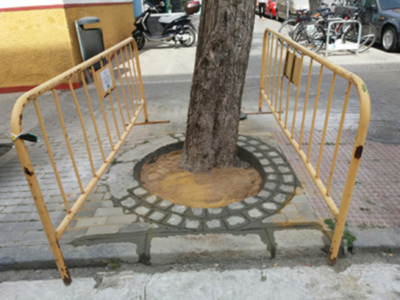 La Gerencia de Urbanismo repara alcorques en la vía pública.