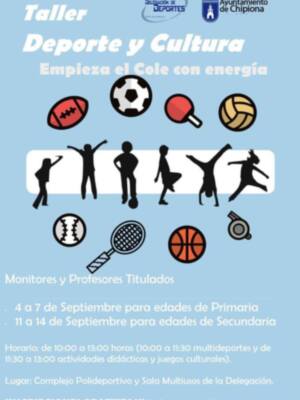 La Delegación Municipal de Deportes organiza unos talleres gratuitos para que los escolares de Chipiona comiencen el curso con energía