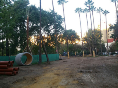 El Parque de Los Príncipes afectado por las obras de Emasesa