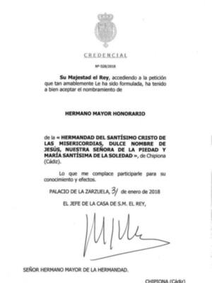 Felipe VI acepta convertirse en Hermano Mayor Honorario del Cristo de las Misericordias