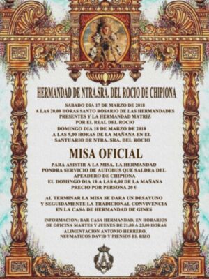 La Hermandad del Rocío de Chipiona hace coincidir este año la peregrinación de San Jose y la Misa Oficial en la aldea