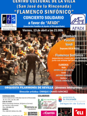 "Flamenco Sinfónico", Viernes 13 de Abril ,concierto solidario en San José de la Rinconada de la Asociación Filarmonía de Sevilla