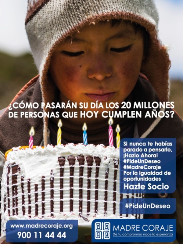 La campaña #PideUnDeseo de Madre Coraje busca socios por la igualdad de oportunidades celebrando el cumpleaños de 20 millones de personas