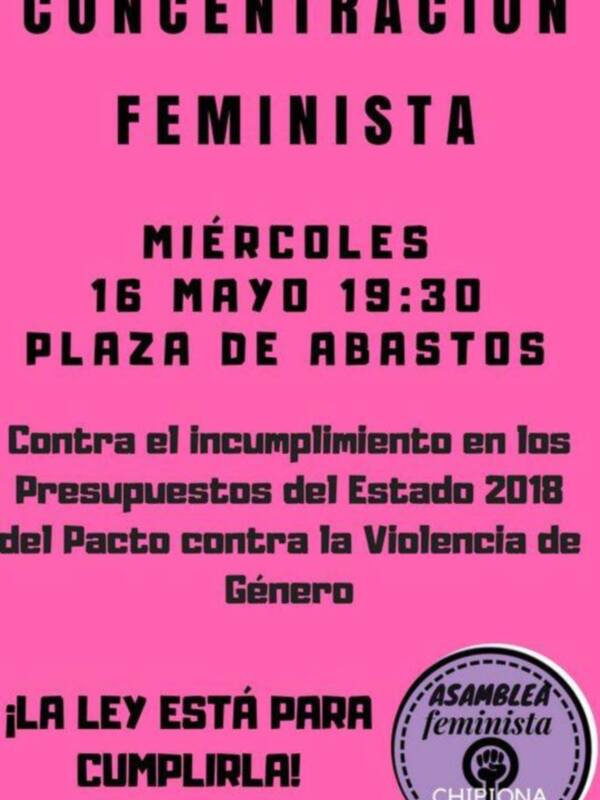 La Asamblea feminista se concentrará para exigir el cumplimiento del presupuesto del Pacto de Estado contra la violencia de género