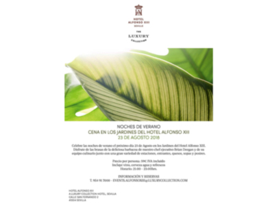 Agosto en el Hotel Alfonso XIII; l hotel prepara una velada con música en directo en sus jardines