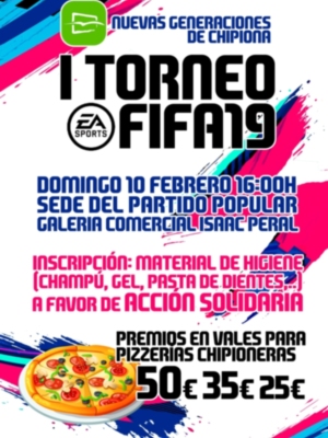 Nuevas Generaciones del PP de Chipiona organiza un torneo Fifa 19 de carácter benéfico