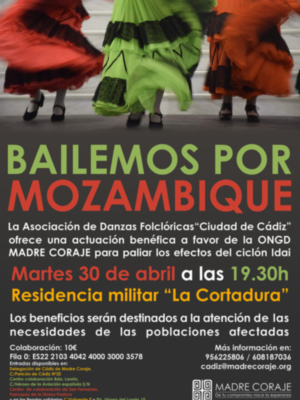 Madre Coraje Cádiz organiza ‘Bailemos por Mozambique’ en apoyo a poblaciones afectadas por el ciclón Idai