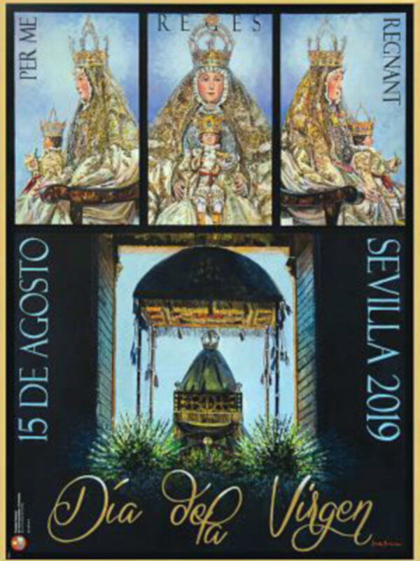 Las miradas de la virgen de los Reyes en el cartel de la procesión  agosteña