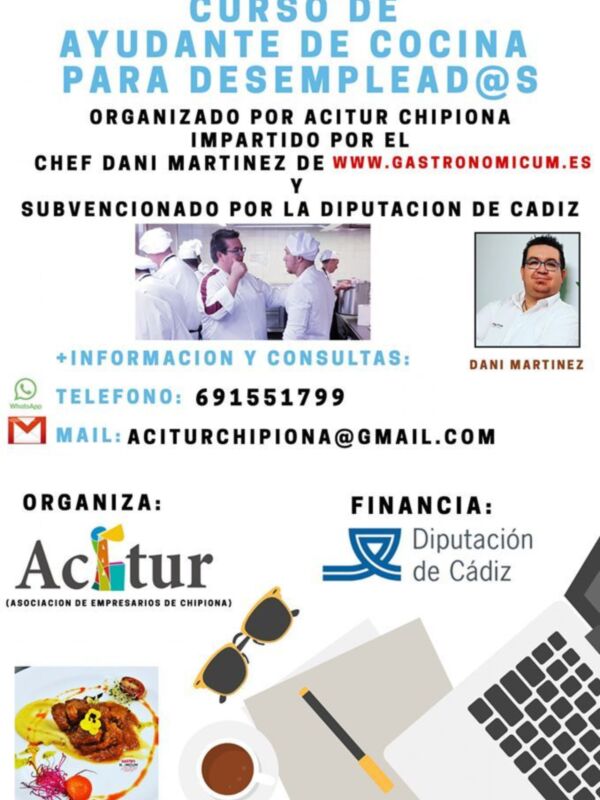 Acitur recuerda que el 16 de agosto acaba el plazo de inscripciones para el curso de cocina básica