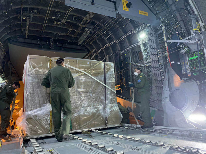 La Aviación militar española ha demostrado su capacidad para la distribución rápida de material sanitario en España.
