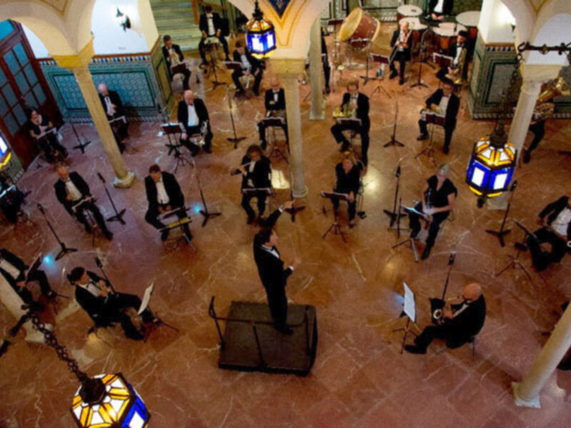 Círculo Mercantil, que se celebró en la sede de Sierpes, con un concierto de la Banda Sinfónica Municipal de Sevilla.