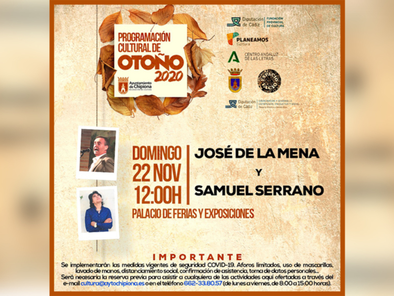 Diputación trae a Chipiona el próximo domingo a José de la Mena y Samuel Serrano a través del programa Planeamos