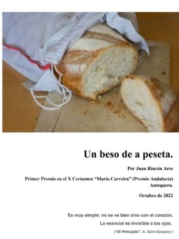 “Juan Luis Rincón Ares   ganador del Premio Andalucía del X Certamen literario María Carreira, por su relato "Un beso de a peseta"