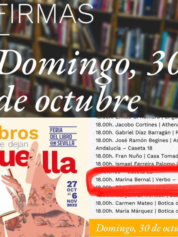 Marina Bernal firmará ejemplares de anónimos Infinitos 3 este domingo en la Feria del Libro de Sevilla 