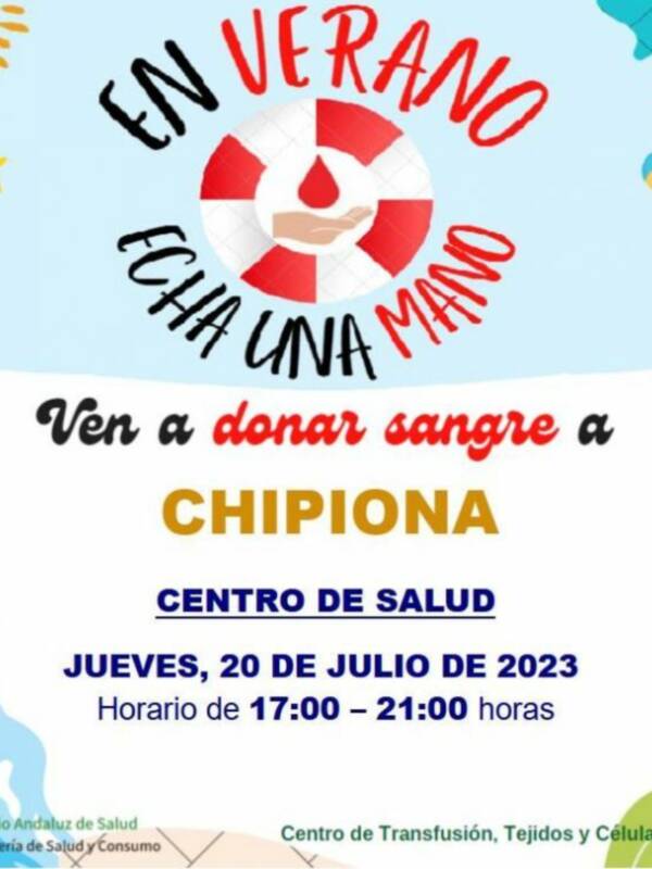 Llamada para una nueva donación colectiva de sangre este jueves 20 de julio en Chipiona