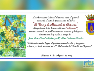 Juan Luis Naval y Rosa María Cadierno lanzan su nuevo libro ‘El Vino y el Moscatel de Chipiona’ que se presentará oficialmente este miércoles 