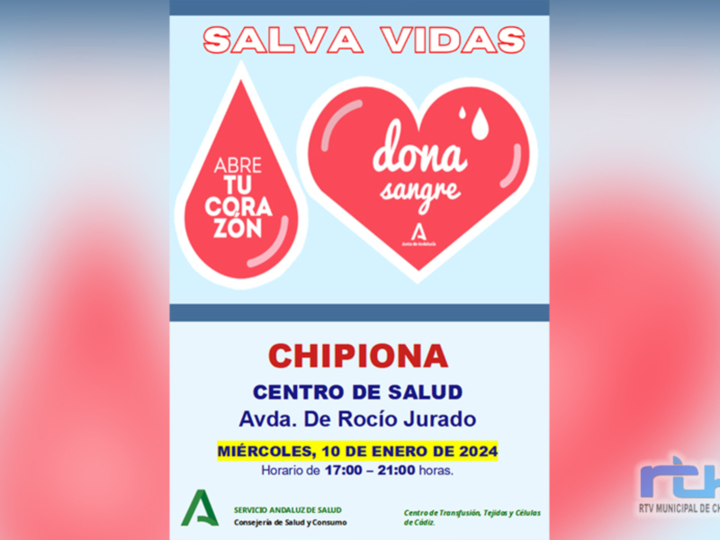 Llamada a donar sangre y regalar vida el miércoles 10 de enero en Chipiona