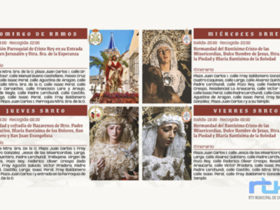Delegación de Fiestas y Hermandades de Chipiona publican el programa de salidas procesionales de la Semana Santa de 2024
