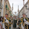El Cristo de la Vera-cruz y María Santísima de las Angustias de Alcalá del Rio, en una procesión de traslado.  