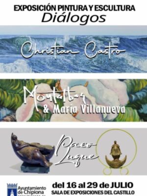 Pinturas y esculturas de Christian Castro, Montalbán y Paco Luque abren diálogo desde mañana en el Castillo de Chipiona