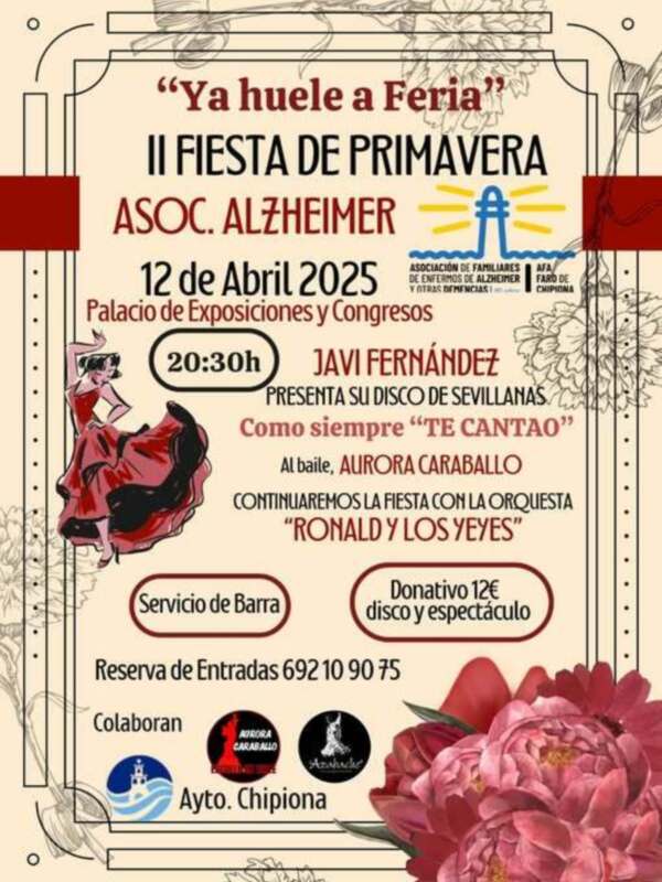 Alzheimer Chipiona celebrará el sábado 12 de abril su Fiesta de la Primavera 